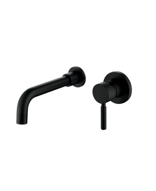 Black Wall Mounted Bathroom Faucet Solid Brass Basin Tap