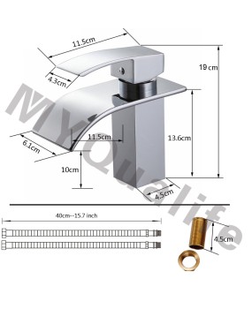 Deck Mount Waterfall Bathroom Faucet Vanity Vessel Sinks Mixer Tap Cold And Hot Water Tap