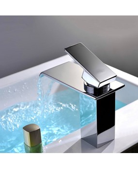 Contemporary Waterfall Bathroom Sink Faucet Chrome Brass Basin Tap