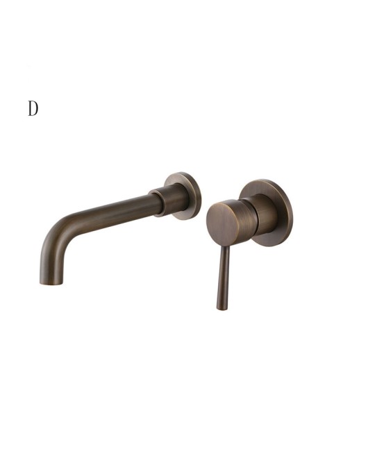 Brushed Brass Bathroom Sink Faucet Wall Mounted Face Basin Tap
