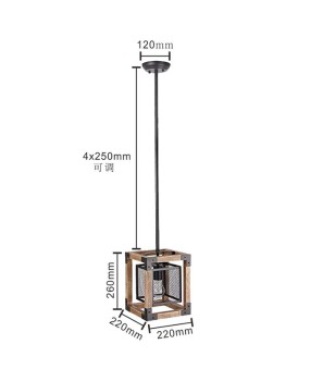 Loft American retro solid wood cube chandelier wood Hanging lamps restaurant living room lamp fixture E26/E27