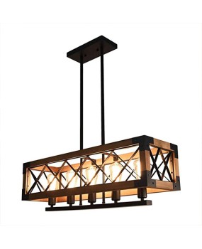 American retro industrial wind loft wood chandelier creative wood lamps restaurant living room lighting