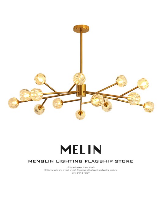 Branch crystal chandelier gold living room dining room luxury lamp fixture