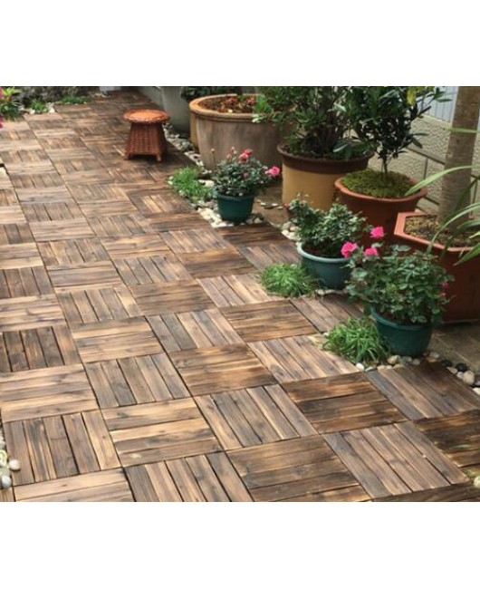 Outdoor carbonized wood outdoor mosaic floor terrace garden balcony courtyard bathroom environmental protection wood solid wood flooring