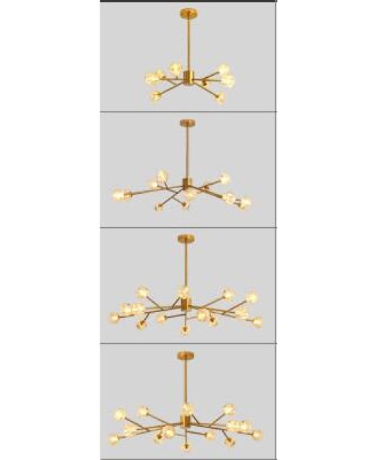 Branch crystal chandelier gold living room dining room luxury lamp fixture