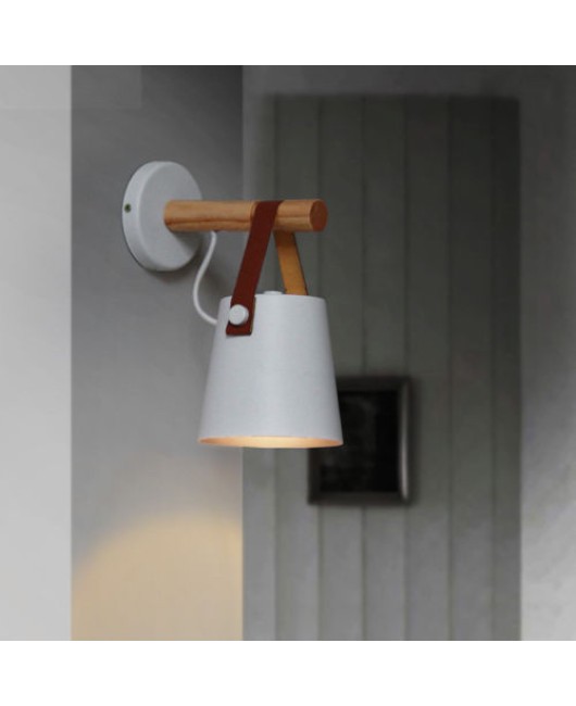 Nordic Simple Iron Wood Belt Wall Lamp LED Lights Lighting Wall Fixtures Sconce
