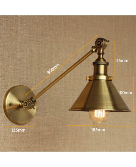 Antique Gold Long Swing Arm Wall Lamp Illumination Sconce Light Lighting Fixture