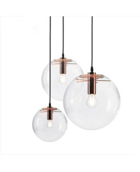 Modern single-head dining room bedroom living room indoor pendant light clear bubble glass ball pendant lamp