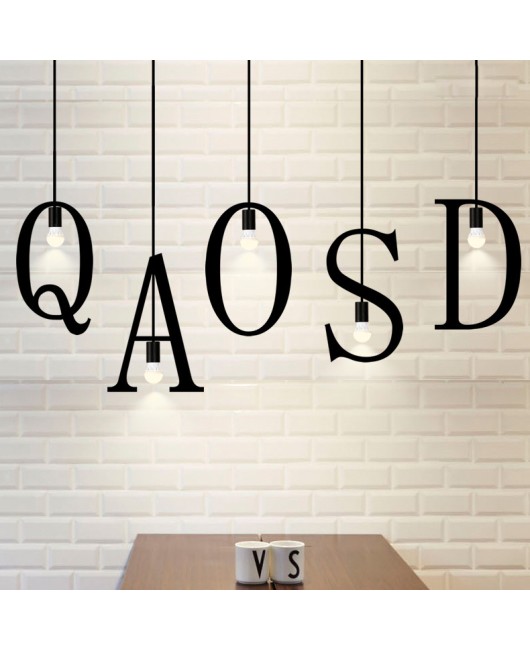 DIY letter combination word clothing shop cafe creative personality retro wrought iron restaurant light letter pendant lamp E27