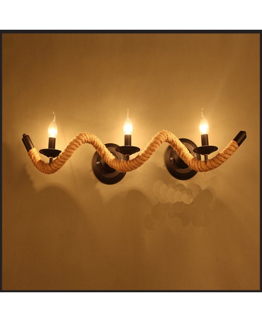 Wavy hemp rope wall lamp Nordic antique fashion stair light twisted wavy rope wall lamp