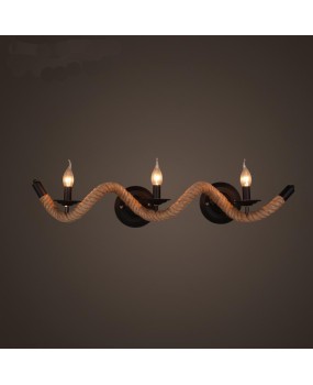 Wavy hemp rope wall lamp Nordic antique fashion stair light twisted wavy rope wall lamp