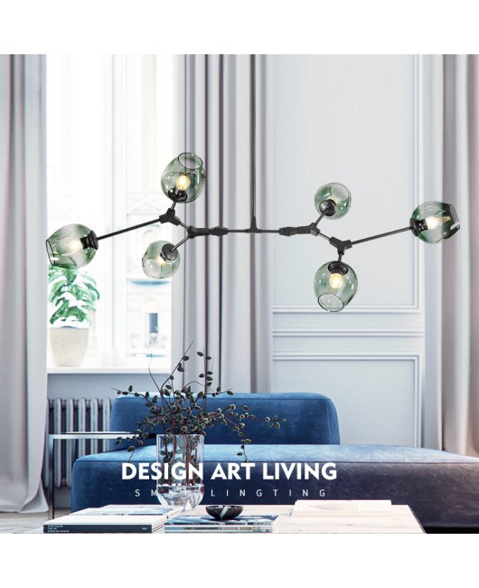Nordic molecular glass pendant lamp minimalist plated gold/black pendant light Guest house villa bubble ball chandelier