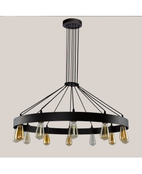 American retro industrial wrought iron round chandelier clothing store coffee restaurant café chandelier