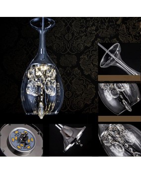 Modern Crystal Wine Glasses Bar Chandelier Ceiling Light Pendant Lamp LED Lighting Hanging Lighting Fixture