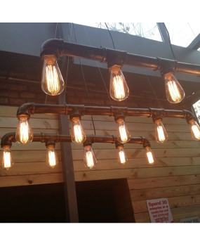 Vintage Pendant lights Retro Water Pipe Pendant Lamp E27 Holder Edison Bulbs Lighting Fixture 