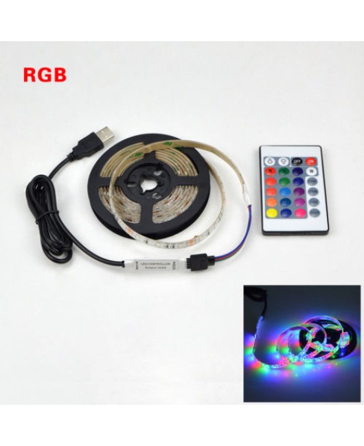 0.5/1/2/3/4/5M USB LED Strip Light RGB 2835 TV Back Lamp Colour Changing +Remote