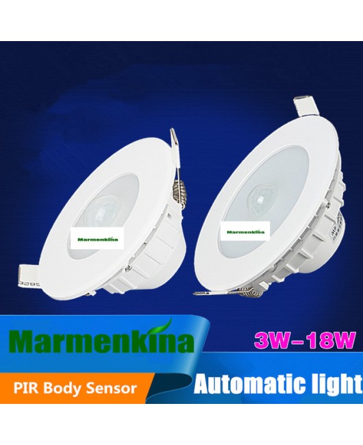  6W / 9W / 12W / 18W LED PIR Infrared Motion sensor downlights Bulb Recessed Ceiling Light Automatic AC 220V/230V/240V