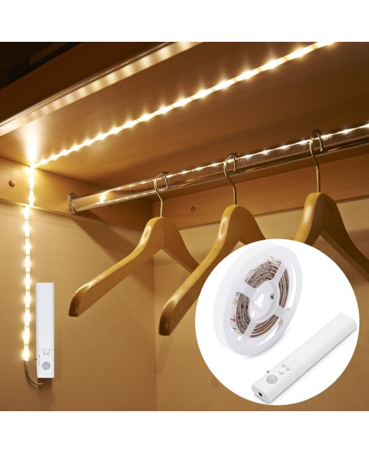 PIR Motion Sensor LED Cabinet light 1m 2m 3m Strip tape Under Bed lamp For Closet Wardrobe Stairs Hallway Battery Power DC 5V 