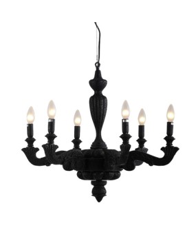 Postmodern Art Creative Black Resin Burning Vintage Broken Arm Chandelier Charcoal Burning Burnt Defected Candle Chandelier