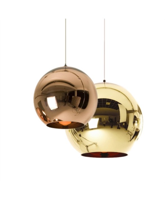 Modern Copper Sliver Shade Mirror Chandelier Light E27 Bulb LED Pendant Lamp Modern Christmas Glass Ball Lighting
