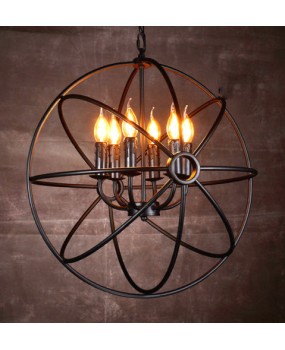 Industrial Round ART pendant Light Fixture Globe Metal Rustic Armillary Sphere