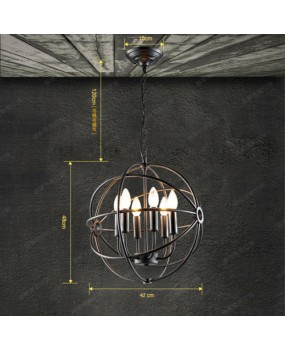 Industrial Round ART pendant Light Fixture Globe Metal Rustic Armillary Sphere