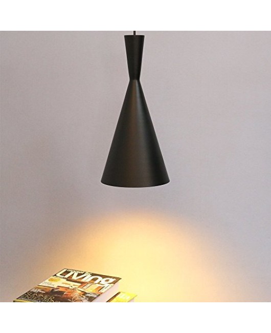 Glighone Vintage Pendant Ceiling Light Retro Industrial Pendant Light Black Metal Shade Art Pendant Lamp 