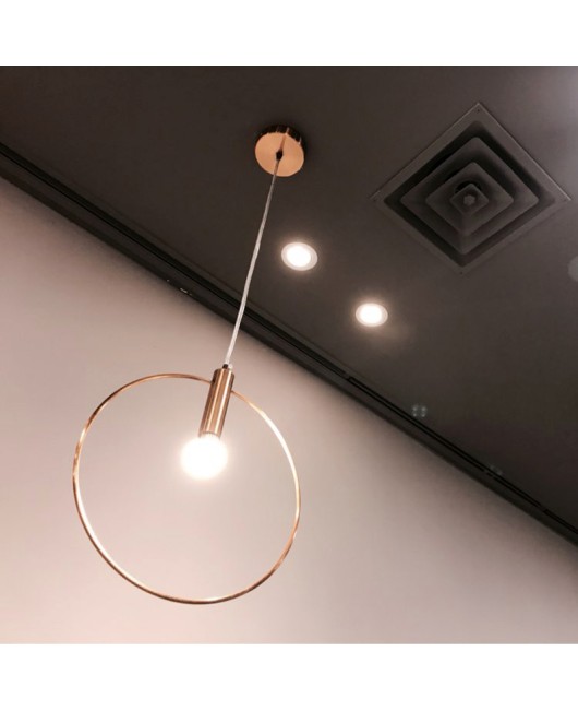 Modern Pendant Light For Lobby Dining Room single ring Arts Decoration lighting Antique Gold suspension Pendant Lamp E14