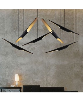 Nordic Simple Stylish Restaurant Bamboo Pedant Lamp Personality Creative Coffee Bar Aluminum Tube Aircraft Pendant Light  E27 AC90-240V