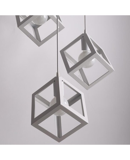  Cube pendant lamp creative living room light loft of the Quartet iron indoor lighting bedroom E27 AC 110-240V