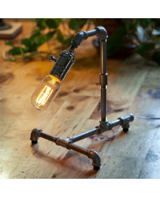 Vintage Retro Industrial Style Steel Pipe Desk Table Lamp Light With Edison Bulb