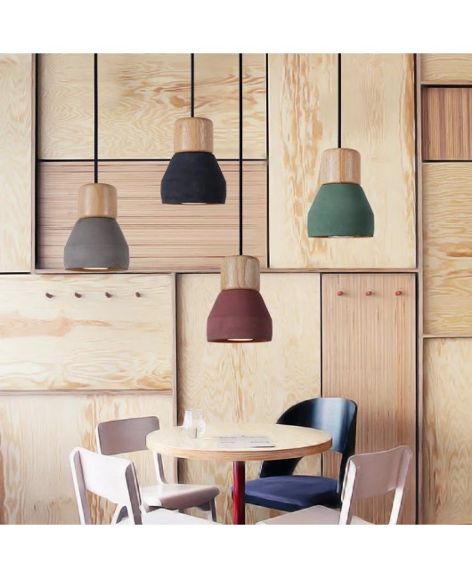 Nordic cafe restaurant bar counter bedside Pendant Lamp solid wood cement pendant light E27 / E26 