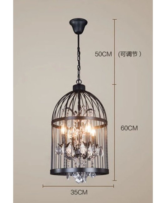 Bird cage bedroom living room restaurant pendant lamp retro creative crystal bird cage chandelier 