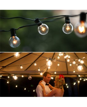 Vintage Patio Garden Light string 25Ft Globe String Lights with 25 G40 Bulbs for Deco,Outdoor lights string for Christmas Party  