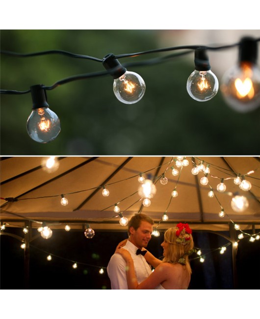 Vintage Patio Garden Light string 25Ft Globe String Lights with 25 G40 Bulbs for Deco,Outdoor lights string for Christmas Party  