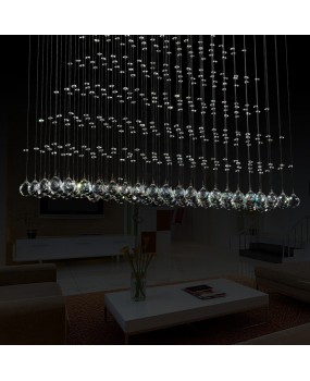 Modern LED Ceiling Light Curtain Partition Living Room Light Pyramid Rectangular Dining Room Restaurant Chandelier