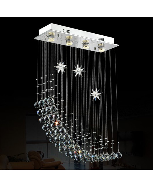 Simple Moon Restaurant chandeliers creative rectangular bedroom chandeliers LED living room crystal lamps