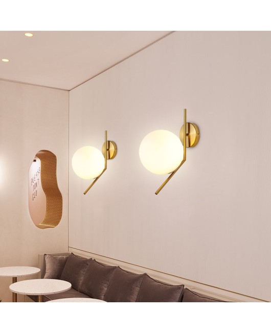 Nordic post-modern glass ball wall lamp living room bedroom bedside balcony corridor aisle iron personalized creative lamps