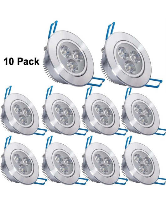 Pack of 10,Pocketman 110V 3W LED Ceiling Light Downlight Spotlight Lamp Recessed Lighting Fixture,with LED Driver