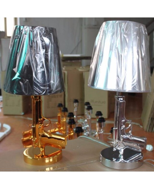 Modern Silver/Gold Electroplate Gun Table Lamp Light Bedroom Decoration Bedside Pistol Desk Lighting