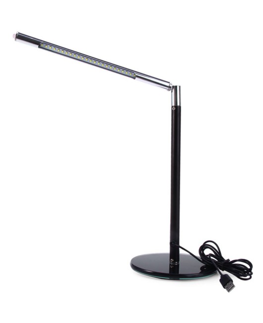 24 LED Desk Lamp Table Lighting Protect eyes Toughened Glass Base USB/AC 110V-240V Power