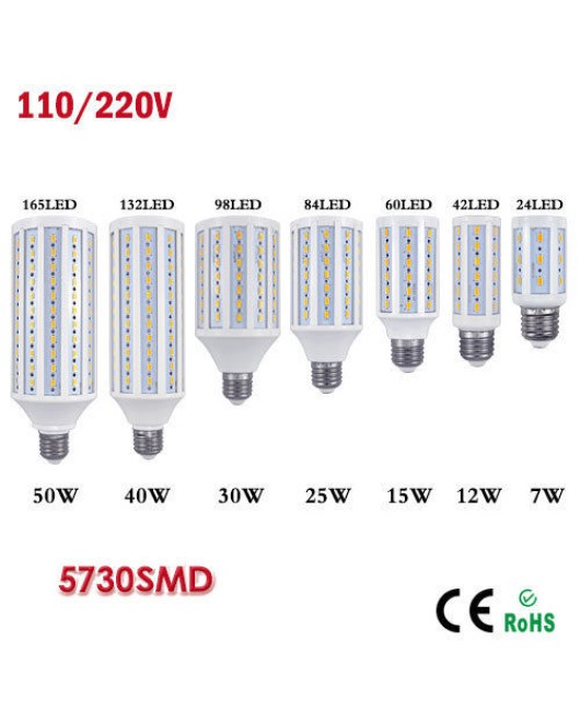 E27 E14 5W7W12W15W25W30W50W LED Corn Bulb 110V/220V Spotlight 5730 SMD Lamps