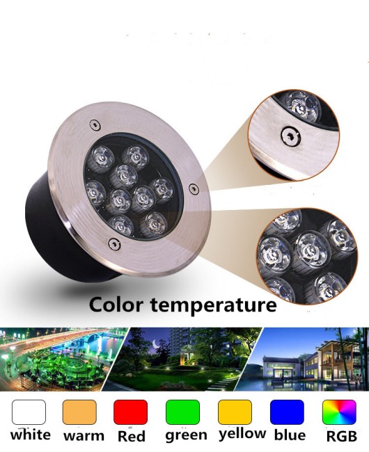 1W/3W/5W/6W/7W/9W/12W/15W/18W LED Outdoor Ground Garden Path Floor Underground Buried Yard Lamp Spot Landscape Light AC 85-265V IP67 Waterproof 