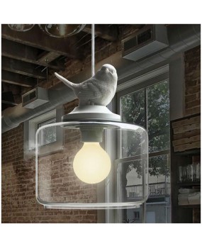 Loft Pendant Light Bird Glass Lamp Shade Hanging Lamp E27 Home Bedroom Kids Children Room Lighting Fixture Droplight