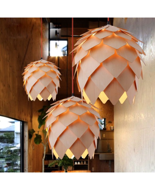 Pinecone Pendant Lamps Modern Wooden PH Artichoke DIY IQ Elements Jigsaw Puzzle Bedroom Art Wood Lamparas Light