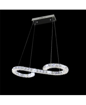Modern Chrome Chandelier Crystals Diamond Ring 24W LED Pendant Light Stainless Steel Hanging Light Fixtures Adjustabl