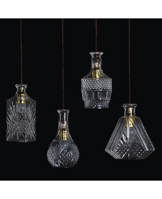 Modern Minimalist Vintage Wine Bottle Pendant Lights CafeRoom/Bar Lamp Single Glass Pendant Lamps Decoration Indoor Lighting E27