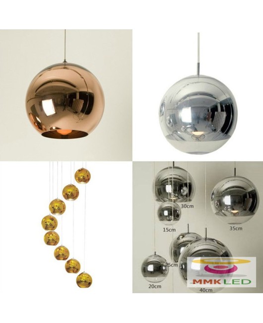 Plated glass ball Chandelier Modern Art lighting Plating Ball lights Silver golden bronze glass ball lamp