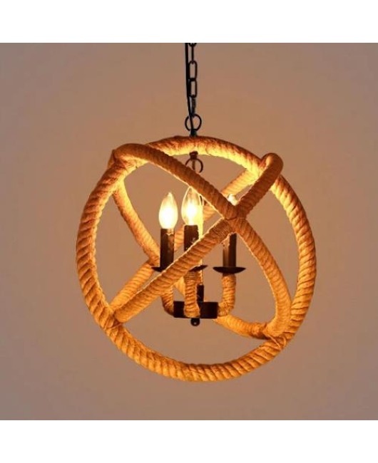 Retro Rope Pendant Lights Loft Vintage Lamp Restaurant Bedroom Diningroom Pendant Lamp Hand Knitted Hemp Rope Light