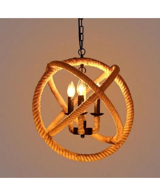 Retro Rope Pendant Lights Loft Vintage Lamp Restaurant Bedroom Diningroom Pendant Lamp Hand Knitted Hemp Rope Light